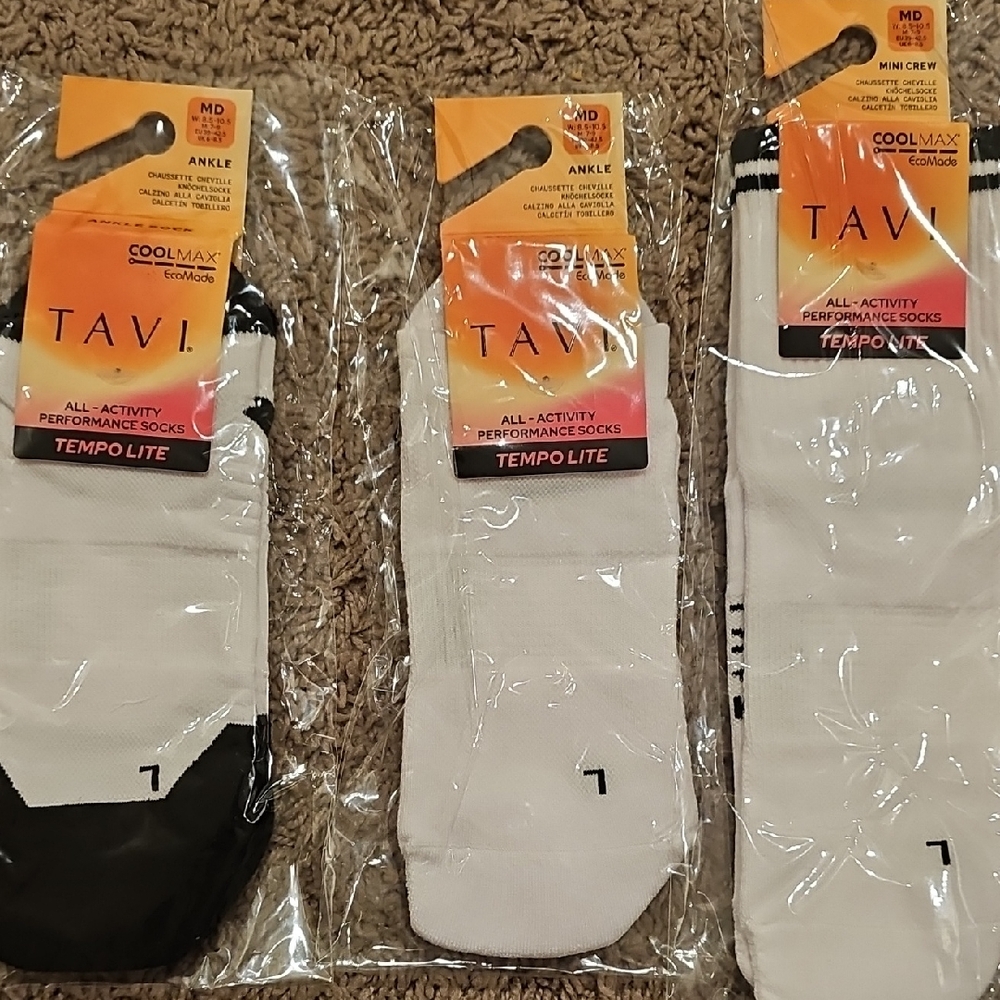 Tavi Base 33 TempoLite White Performance Socks - M 7-9 W 8.5-10.5